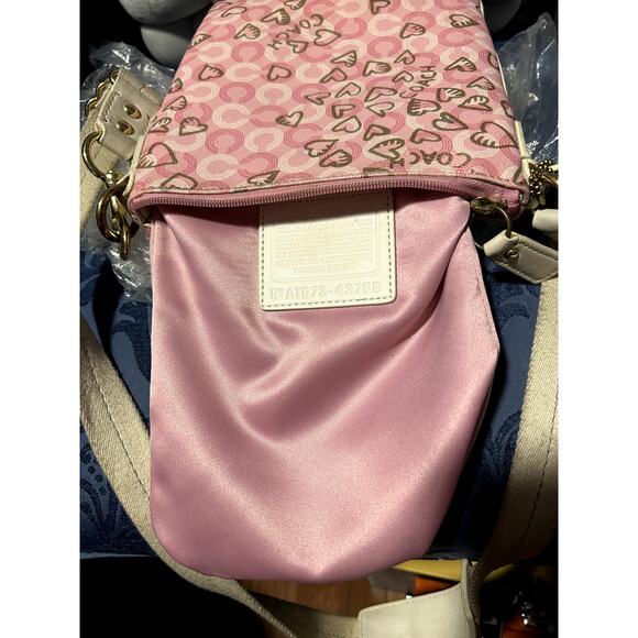 Coach 43758 Waverly Hearts Gold & Khaki PVC Crossbody Swingpack - Picture 10 of 14